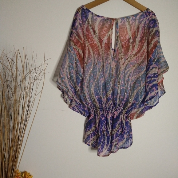 Xhilaration Large Flowy Multi Color Blouse - Picture 4 of 6